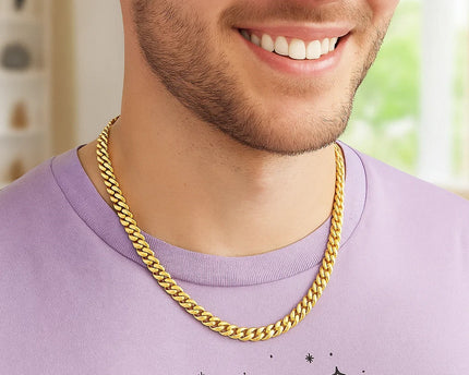 Sterling Silver Yellow Gold Plated Miami Cuban Chain (6.30 mm)