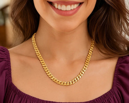 Sterling Silver Yellow Gold Plated Miami Cuban Chain (6.30 mm)