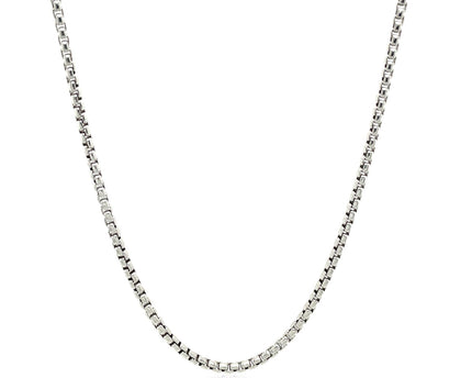 Sterling Silver Rhodium Plated Round Box Chain (1.80 mm)