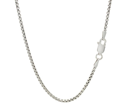 Sterling Silver Rhodium Plated Round Box Chain (1.80 mm)