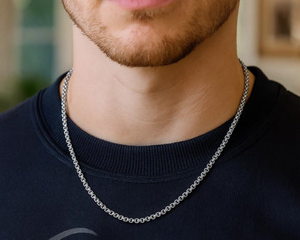 Sterling Silver Rhodium Plated Round Box Chain (1.80 mm)