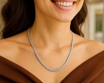 Sterling Silver Rhodium Plated Oval Snake Chain (4.20 mm)