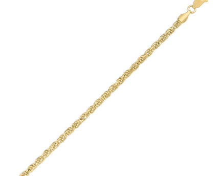 Sterling Silver Yellow Gold Plated Diamond Cut Royal Rope Chain (3.60 mm)