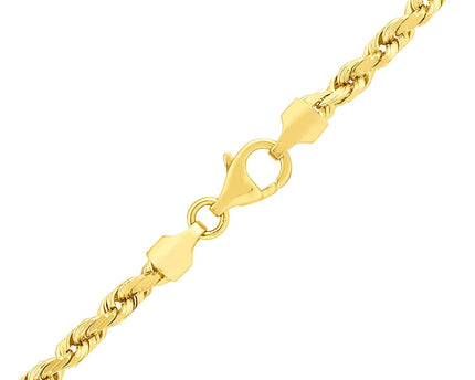 Sterling Silver Yellow Gold Plated Diamond Cut Royal Rope Chain (3.60 mm)