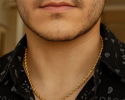 Sterling Silver Yellow Gold Plated Diamond Cut Royal Rope Chain (3.60 mm)