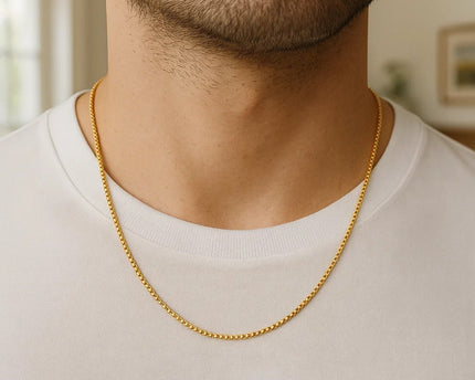 Sterling Silver Yellow Gold Plated Classic Box Chain (1.10 mm)