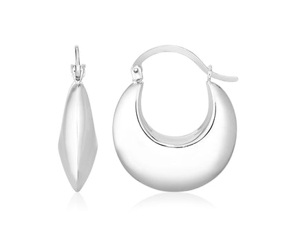 Sterling Silver Polished Puffed Hoop Earrings