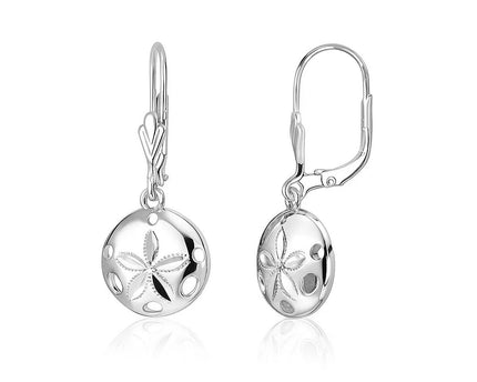 Sterling Silver Polished Sand Dollar Dangle Earrings