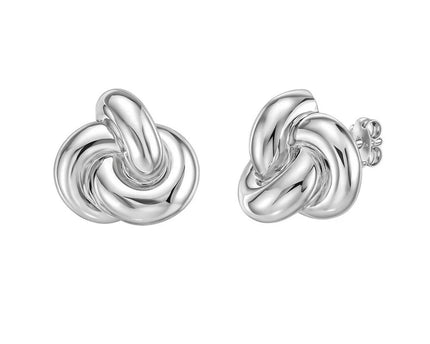 Sterling Silver Puffed Love Knot Stud Earrings