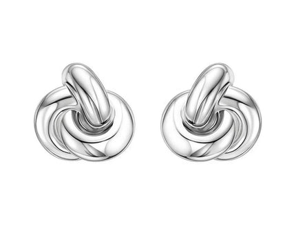 Sterling Silver Puffed Love Knot Stud Earrings