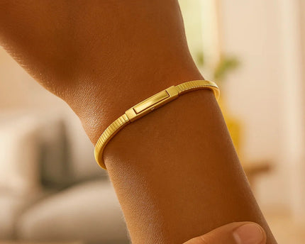 Gold Over Sterling Silver Cubogas Chain Bracelet