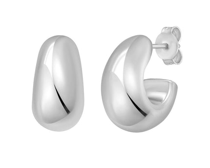 Sterling Silver Twisted Puff C Hoop Earrings