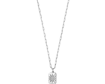 Sterling Silver Rhodium Plated Cubic Zirconia Starburst Locket Necklace