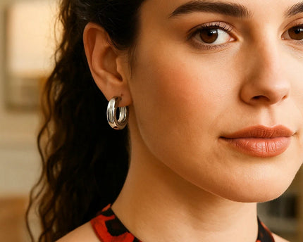 Sterling Silver Round Hoop Earrings