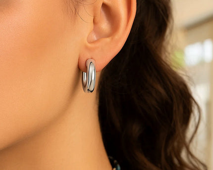 Sterling Silver Round Hoop Earrings