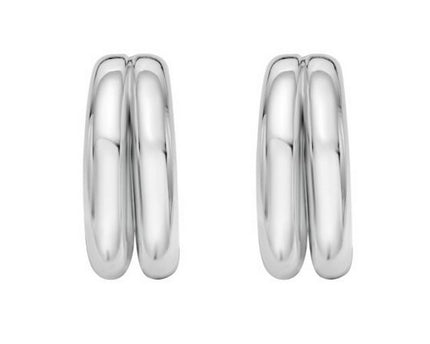 Sterling Silver Puffed Double Row Hoop Earrings