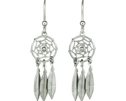Sterling Silver Dream Catcher Dangle Earrings