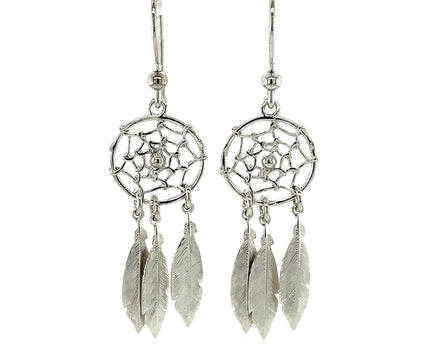 Sterling Silver Dream Catcher Dangle Earrings