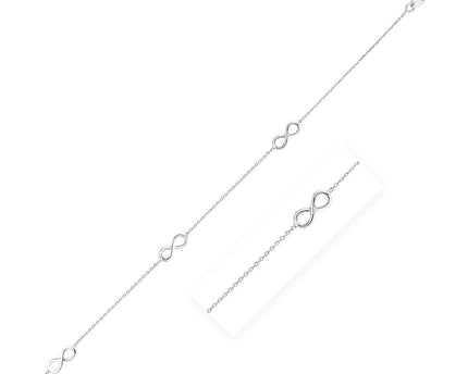 Sterling Silver Anklet with Infinity Symbols