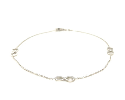Sterling Silver Anklet with Infinity Symbols