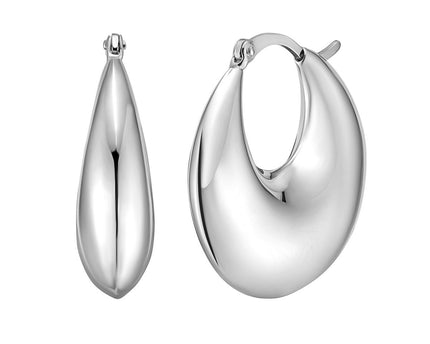 Sterling Silver Sculptural Crescent Hoop Earrings