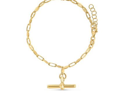 Sterling Silver Yellow Gold Plated Toggle Link Bracelet