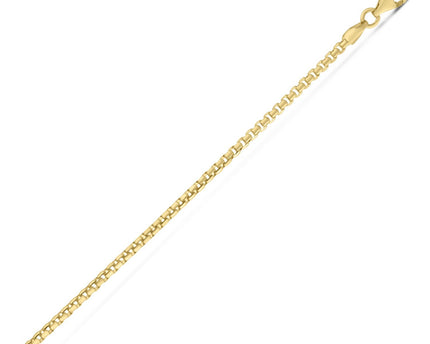 Sterling Silver Yellow Gold Plated Round Box Chain (2.10 mm)