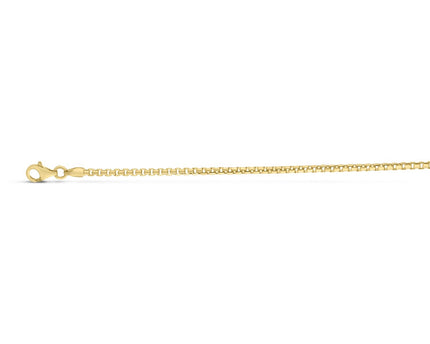 Sterling Silver Yellow Gold Plated Round Box Chain (2.10 mm)