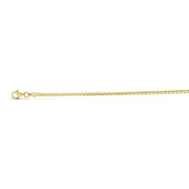Sterling Silver Yellow Gold Plated Round Box Chain (2.10 mm)