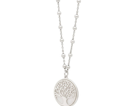 Sterling Silver Rhodium Plated Tree of Life Pendant Necklace