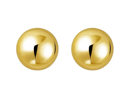 Sterling Silver Yellow Gold Plated Puffed Button Omega Earrings
