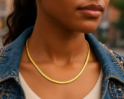 Gold Over Sterling Silver Cubogas Chain Necklace