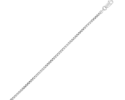 Sterling Silver Rhodium Plated Rockstar Cut Round Box Chain (1.90 mm)