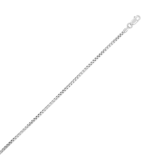 Sterling Silver Rhodium Plated Rockstar Cut Round Box Chain (1.90 mm)