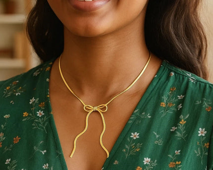 Sterling Silver Gold Plated Snake Bow Necklace