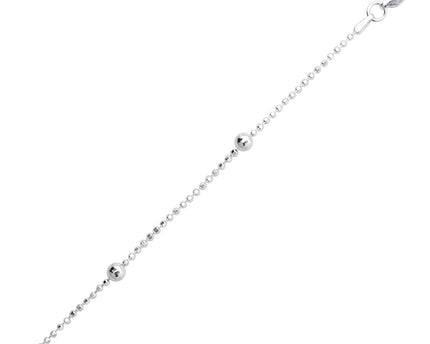 Sterling Silver Rhodium Plated Bead Station Anklet
