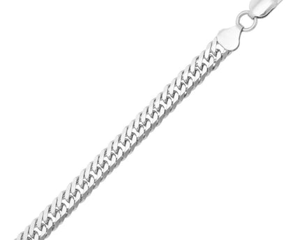 Sterling Silver Rhodium Plated Flat Miami Cuban Chain (6.70 mm)