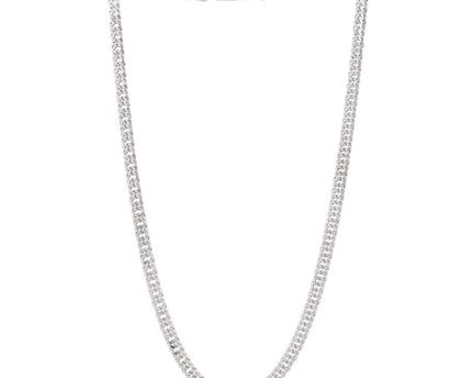 Sterling Silver Rhodium Plated Flat Miami Cuban Chain (6.70 mm)
