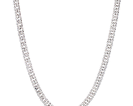Sterling Silver Rhodium Plated Flat Miami Cuban Chain (6.70 mm)