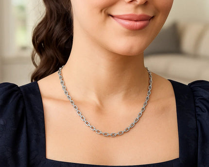 Sterling Silver Rhodium Plated French Cable Chain (5.60 mm)