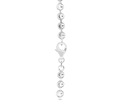 Sterling Silver Rhodium Plated Moon Cut Bead Chain (5.00 mm)