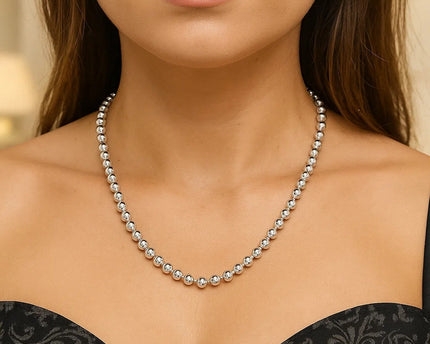 Sterling Silver Rhodium Plated Moon Cut Bead Chain (5.00 mm)