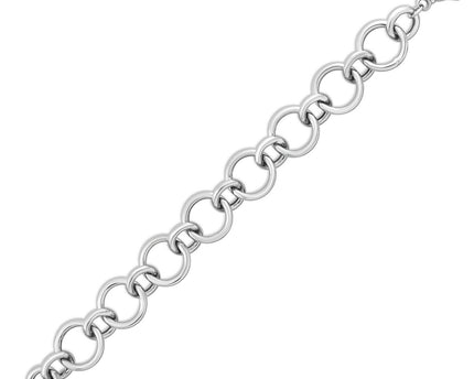 Sterling Silver Rhodium Plated Round Link Necklace