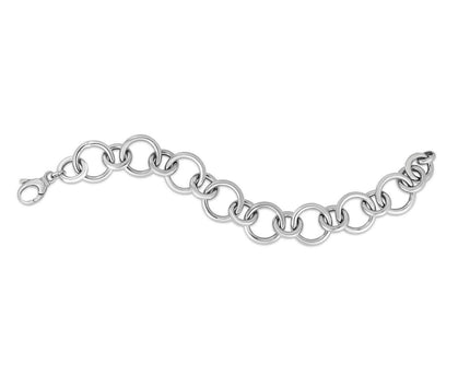Sterling Silver Rhodium Plated Round Link Necklace