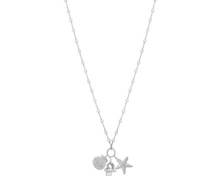 Sterling Silver Rhodium Plated Sea Life Charm Necklace