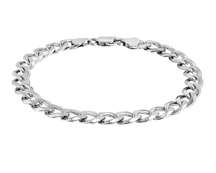 Rhodium Plated Sterling Silver Curb Style Bracelet (8.40 mm)