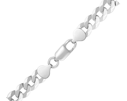 Rhodium Plated Sterling Silver Curb Style Bracelet (8.40 mm)