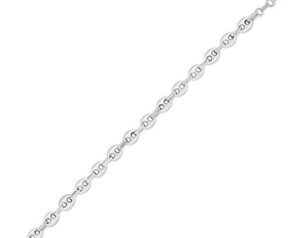 Sterling Silver Rhodium Plated Lite Puffed Mariner Chain (6.40 mm)