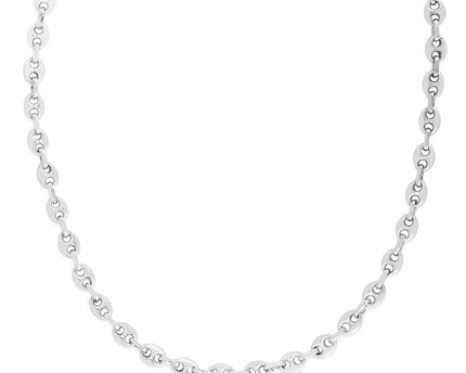 Sterling Silver Rhodium Plated Lite Puffed Mariner Chain (6.40 mm)