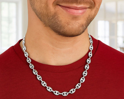 Sterling Silver Rhodium Plated Lite Puffed Mariner Chain (6.40 mm)